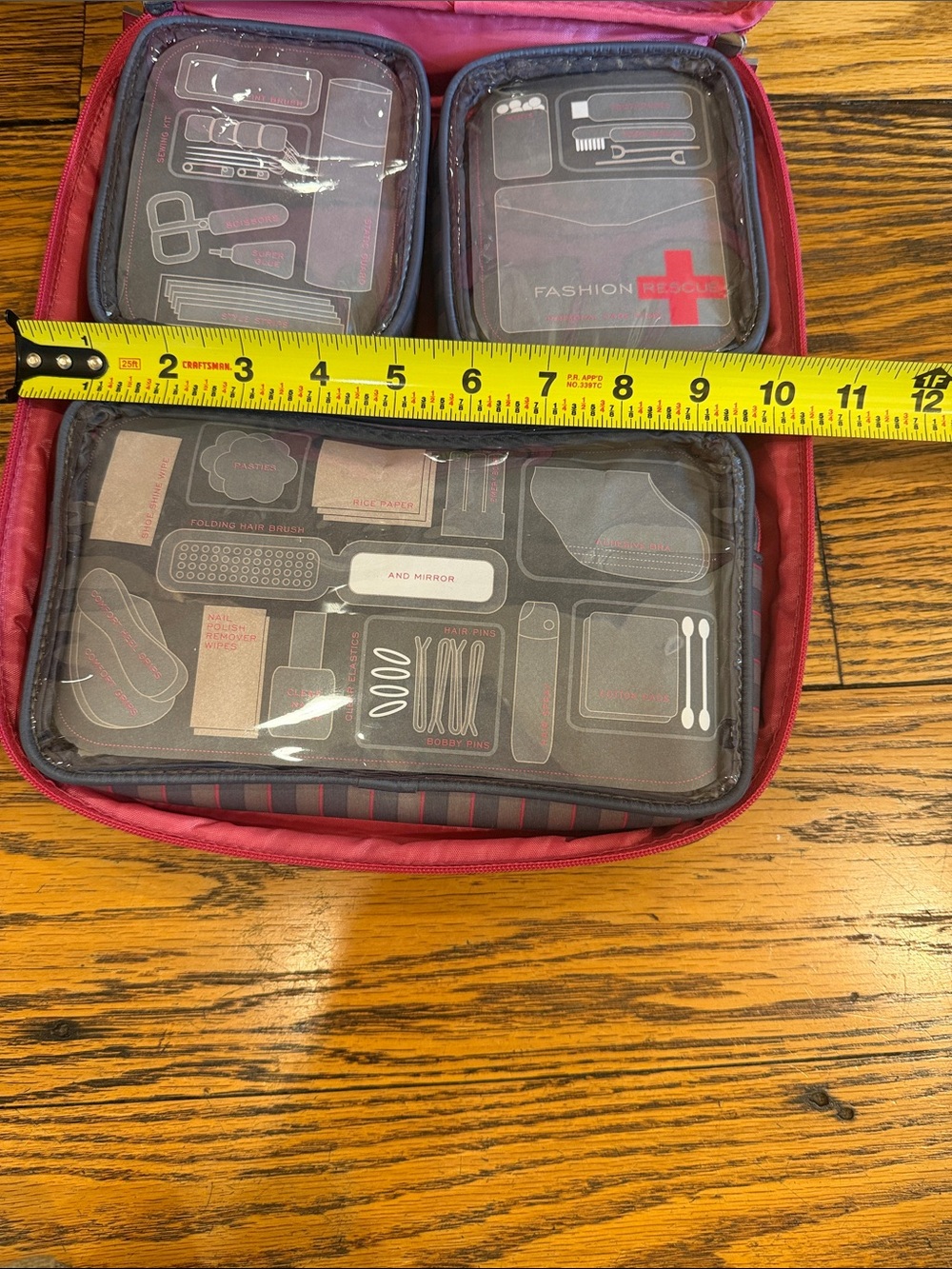 FASHION RESCUE PINK AND GRAY TRAVEL KIT WITH HANGAR AND FILLED ZIPPERED CASES - Picture 11 of 14